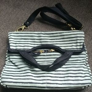 Fossil sea-foam green stripped over flap side bag